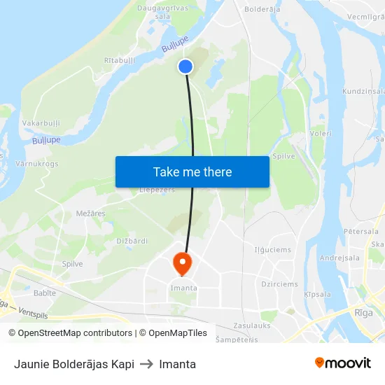 Jaunie Bolderājas Kapi to Imanta map