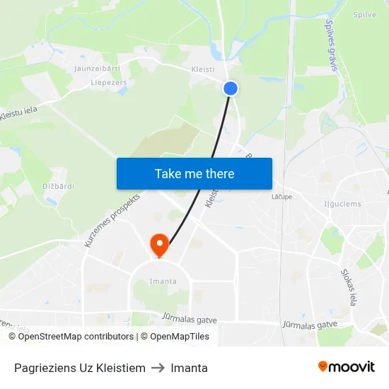 Pagrieziens Uz Kleistiem to Imanta map
