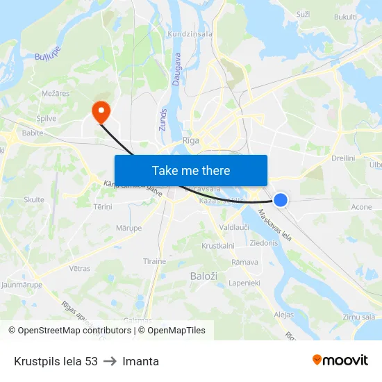 Krustpils Iela 53 to Imanta map