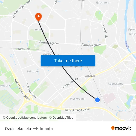 Ozolnieku Iela to Imanta map
