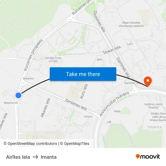 Airītes Iela to Imanta map