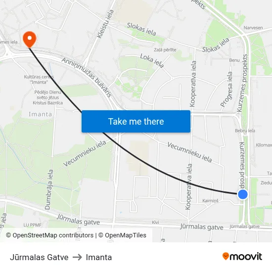 Jūrmalas Gatve to Imanta map