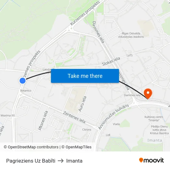 Pagrieziens Uz Babīti to Imanta map