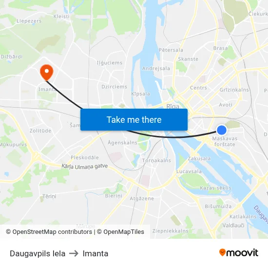 Daugavpils Iela to Imanta map