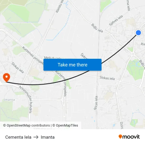 Cementa Iela to Imanta map