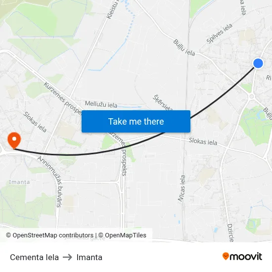 Cementa Iela to Imanta map