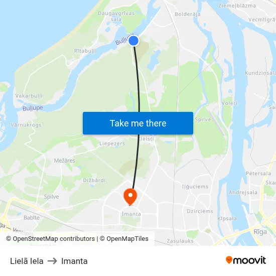 Lielā Iela to Imanta map