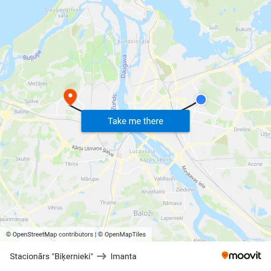 Stacionārs "Biķernieki" to Imanta map