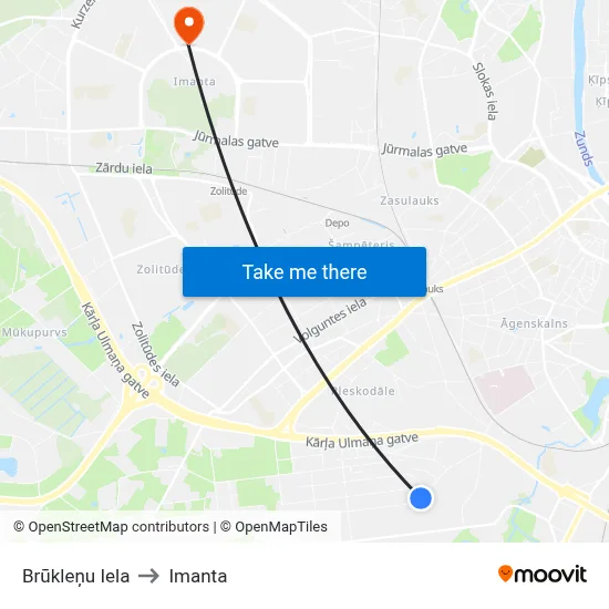 Brūkleņu Iela to Imanta map