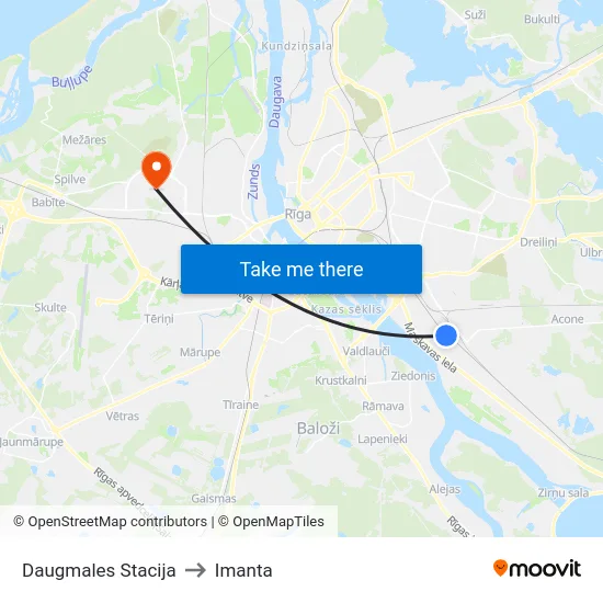 Daugmales Stacija to Imanta map
