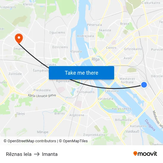 Rēznas Iela to Imanta map