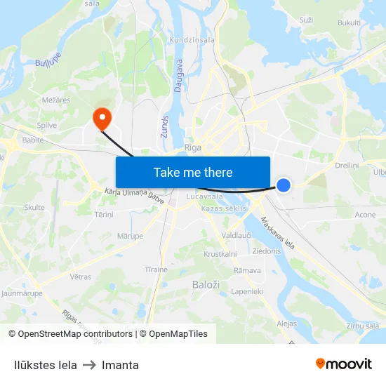 Ilūkstes Iela to Imanta map