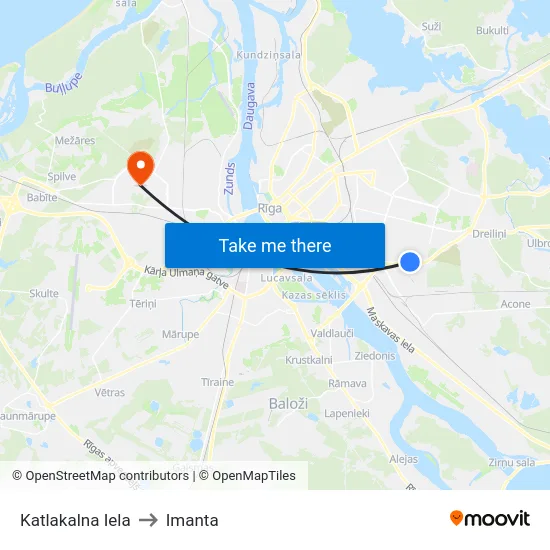 Katlakalna Iela to Imanta map