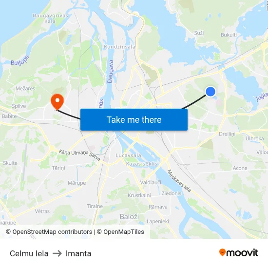 Celmu Iela to Imanta map