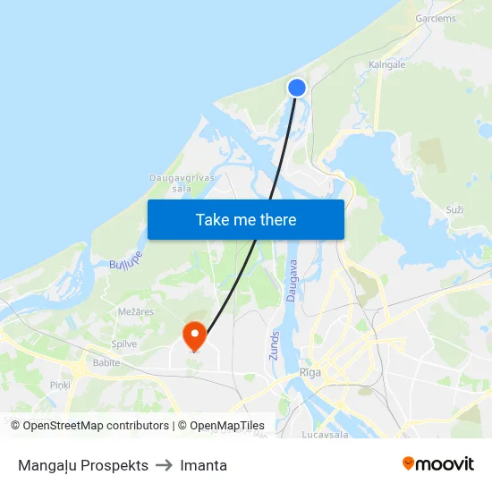 Mangaļu Prospekts to Imanta map