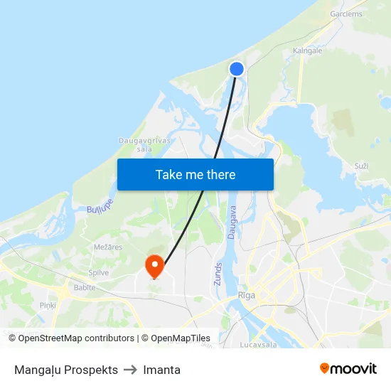 Mangaļu Prospekts to Imanta map
