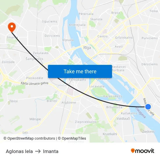 Aglonas Iela to Imanta map