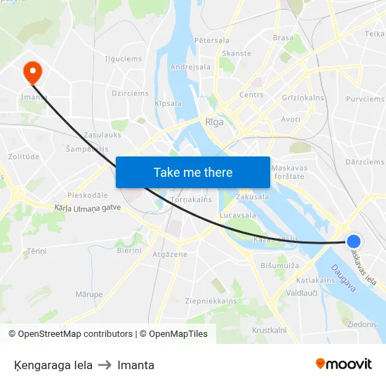 Ķengaraga Iela to Imanta map