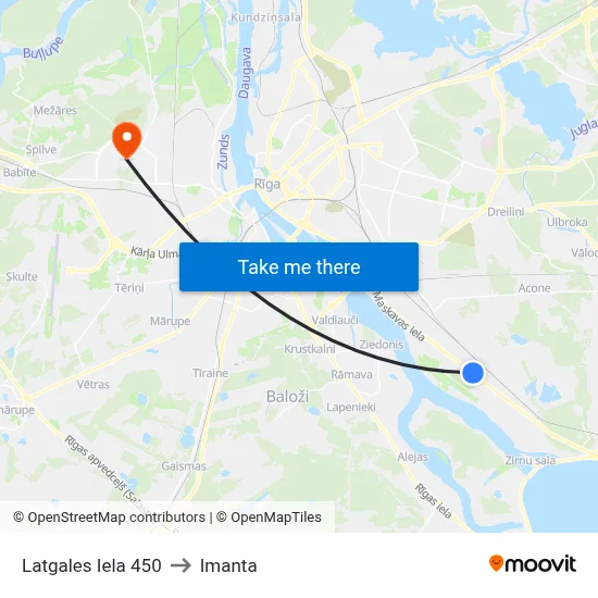 Latgales Iela 450 to Imanta map