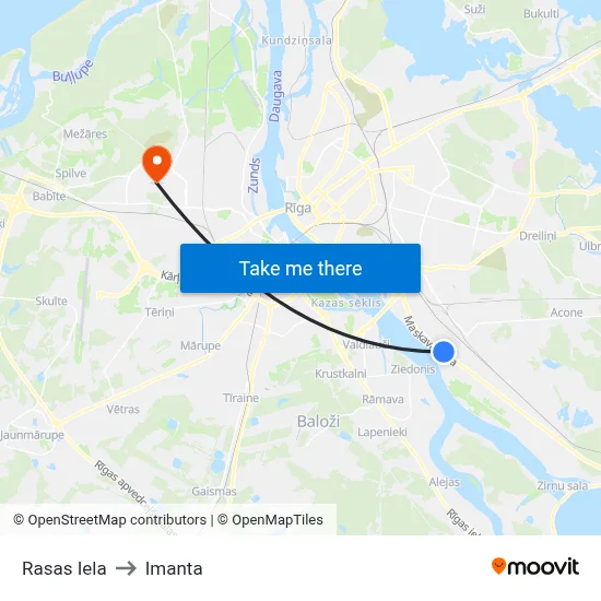 Rasas Iela to Imanta map