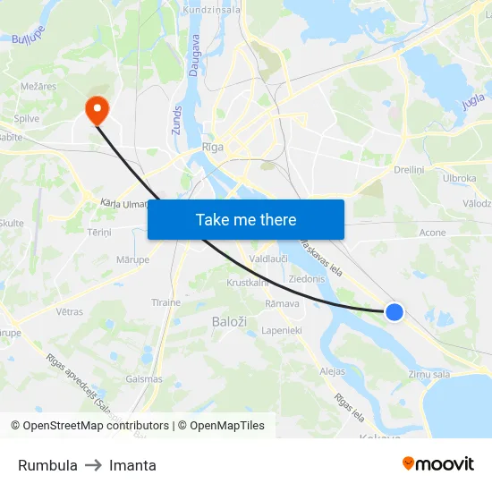 Rumbula to Imanta map
