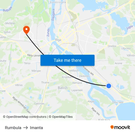 Rumbula to Imanta map