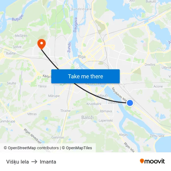 Višķu Iela to Imanta map