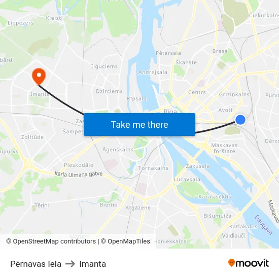 Pērnavas Iela to Imanta map