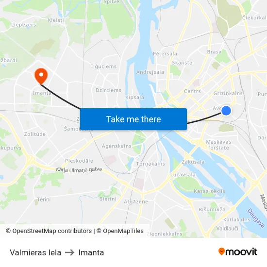 Valmieras Iela to Imanta map