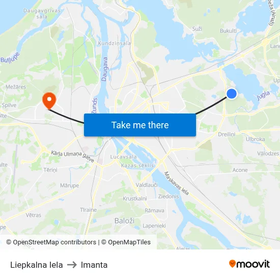 Liepkalna Iela to Imanta map