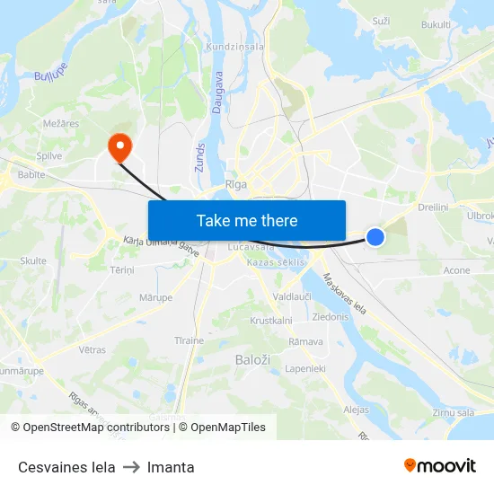 Cesvaines Iela to Imanta map