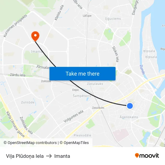 Viļa Plūdoņa Iela to Imanta map