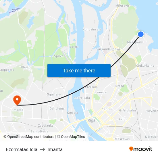 Ezermalas Iela to Imanta map
