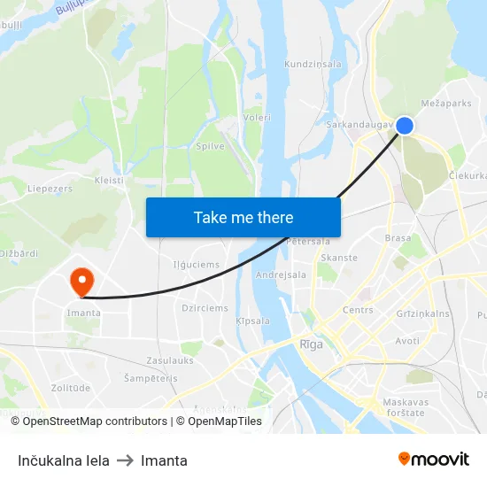 Inčukalna Iela to Imanta map