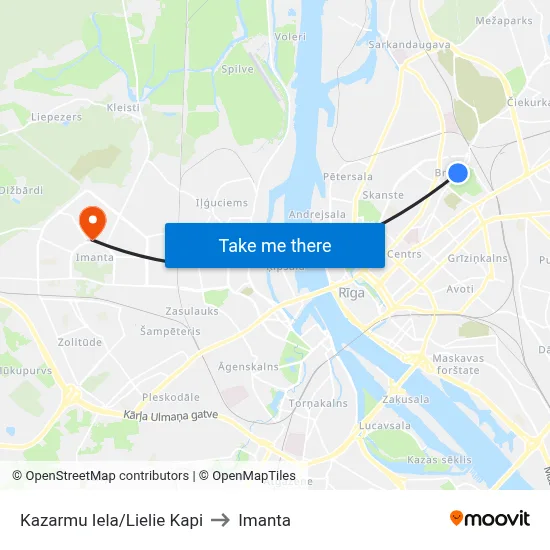 Kazarmu Iela/Lielie Kapi to Imanta map