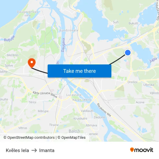 Kvēles Iela to Imanta map