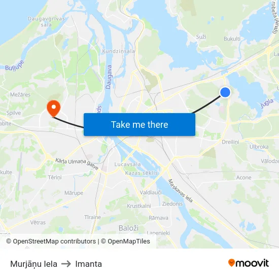 Murjāņu Iela to Imanta map