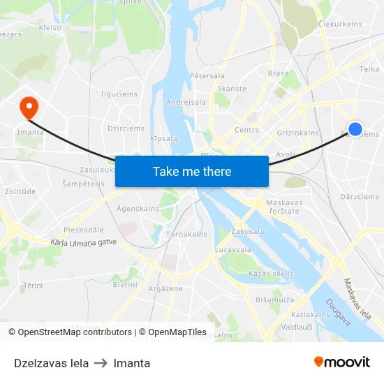Dzelzavas Iela to Imanta map