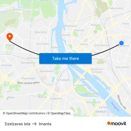 Dzelzavas Iela to Imanta map