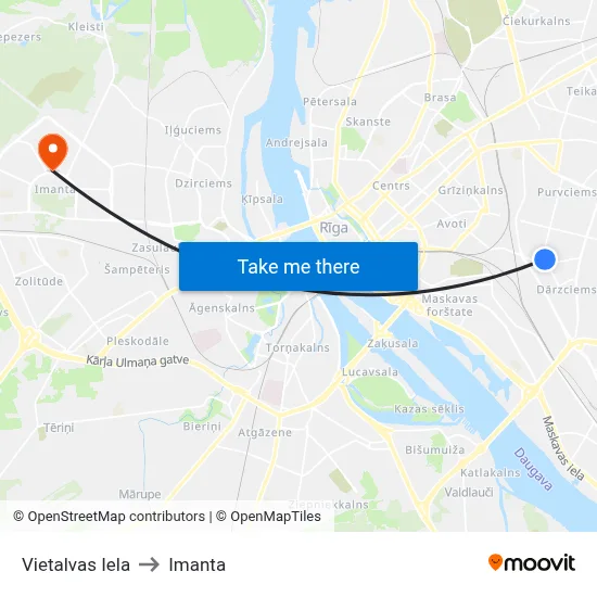 Vietalvas Iela to Imanta map