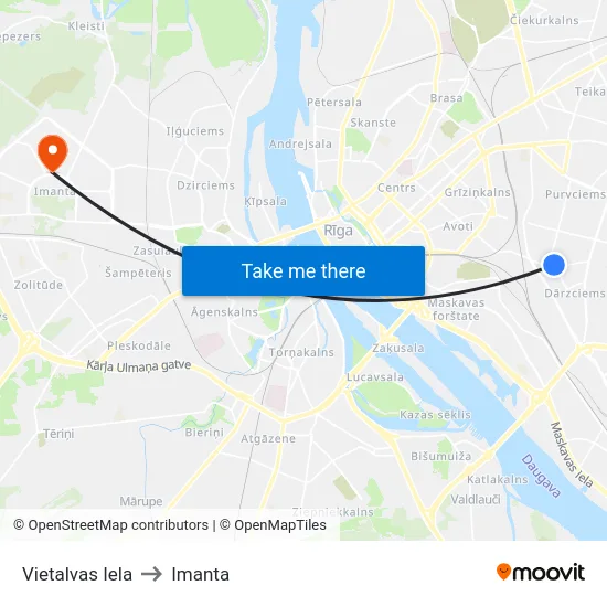 Vietalvas Iela to Imanta map