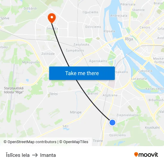 Īslīces Iela to Imanta map