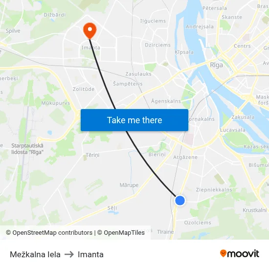 Mežkalna Iela to Imanta map