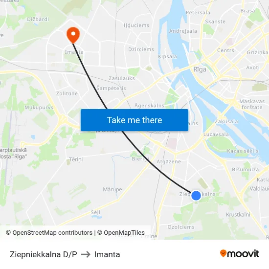 Ziepniekkalna D/P to Imanta map