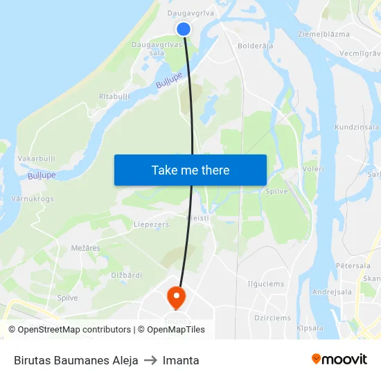 Birutas Baumanes Aleja to Imanta map