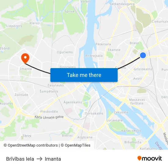 Brīvības Iela to Imanta map