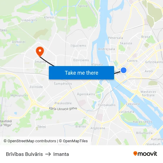 Brīvības Bulvāris to Imanta map