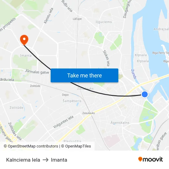 Kalnciema Iela to Imanta map
