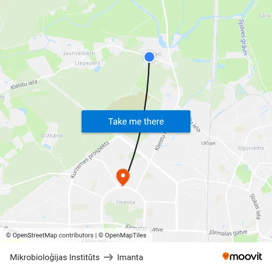 Mikrobioloģijas Institūts to Imanta map