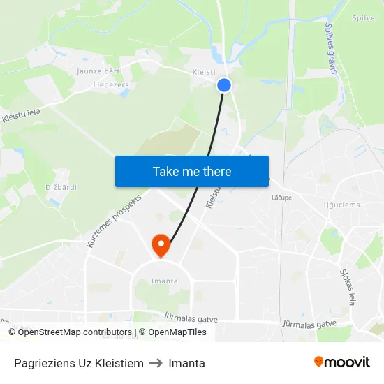 Pagrieziens Uz Kleistiem to Imanta map